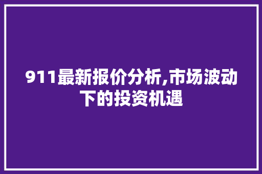 911最新报价分析,市场波动下的投资机遇