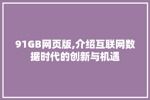 91GB网页版,介绍互联网数据时代的创新与机遇 91GB网页版,介绍互联网数据时代的创新与机遇 搜狗SEO