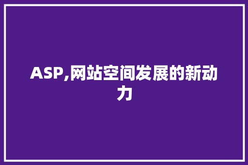 ASP,网站空间发展的新动力 ASP,网站空间发展的新动力 百度SEO