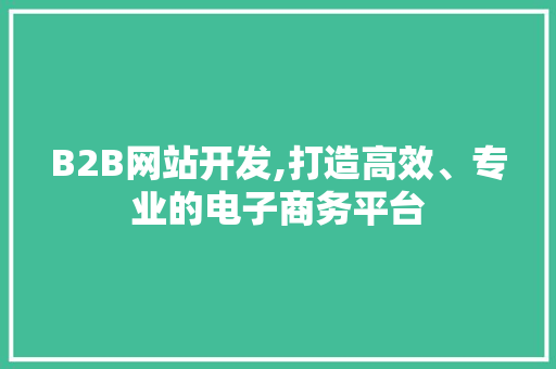 B2B网站开发,打造高效、专业的电子商务平台 B2B网站开发,打造高效、专业的电子商务平台 SEO关键词