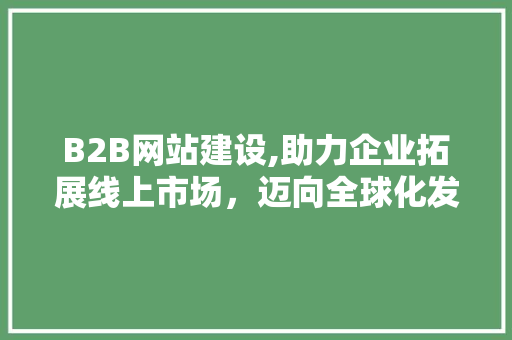 B2B网站建设,助力企业拓展线上市场，迈向全球化发展