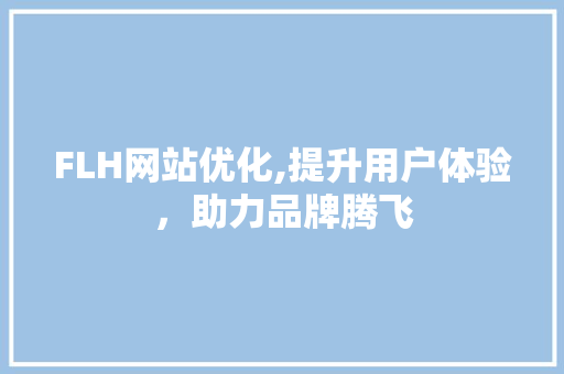 FLH网站优化,提升用户体验，助力品牌腾飞 FLH网站优化,提升用户体验，助力品牌腾飞 搜狗SEO