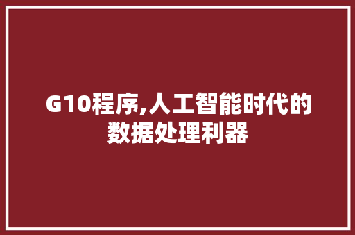 G10程序,人工智能时代的数据处理利器