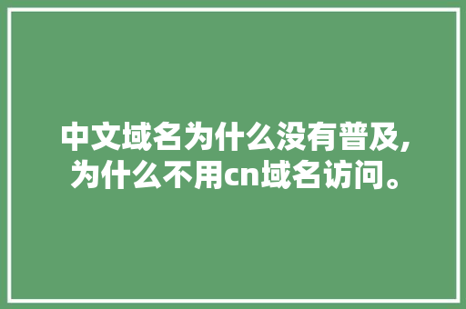 中文域名为什么没有普及,为什么不用cn域名访问。 中文域名为什么没有普及,为什么不用cn域名访问。 SEO关键词