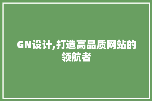GN设计,打造高品质网站的领航者