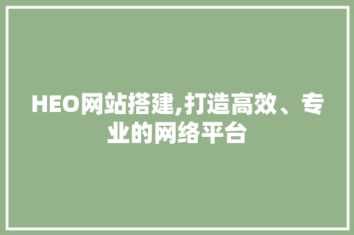 HEO网站搭建,打造高效、专业的网络平台