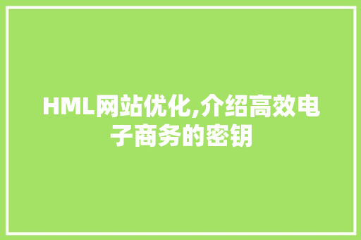 HML网站优化,介绍高效电子商务的密钥 HML网站优化,介绍高效电子商务的密钥 神马SEO