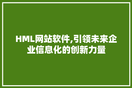 HML网站软件,引领未来企业信息化的创新力量