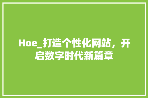 Hoe_打造个性化网站，开启数字时代新篇章