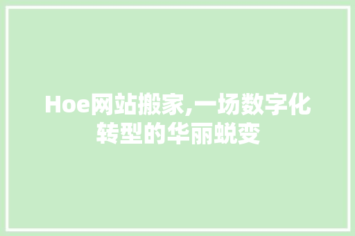 Hoe网站搬家,一场数字化转型的华丽蜕变 Hoe网站搬家,一场数字化转型的华丽蜕变 搜狗SEO