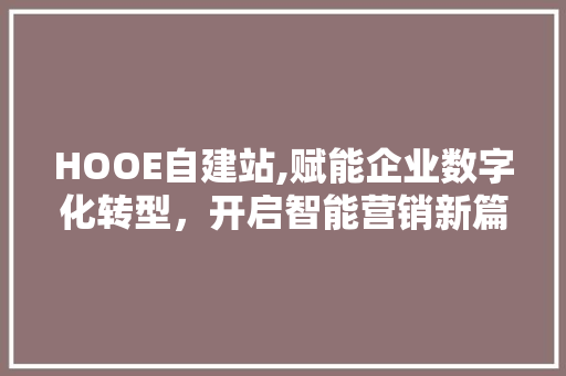 HOOE自建站,赋能企业数字化转型，开启智能营销新篇章 HOOE自建站,赋能企业数字化转型，开启智能营销新篇章 必应SEO