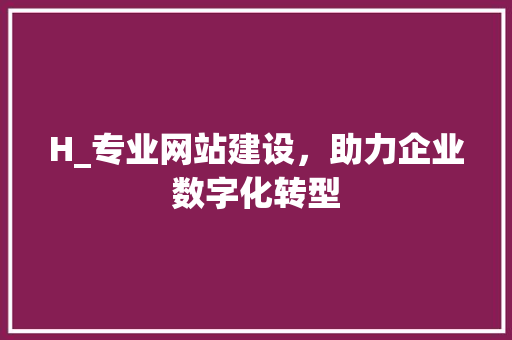 H_专业网站建设，助力企业数字化转型