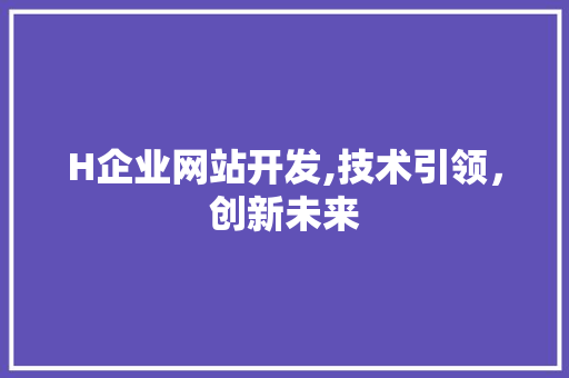 H企业网站开发,技术引领，创新未来