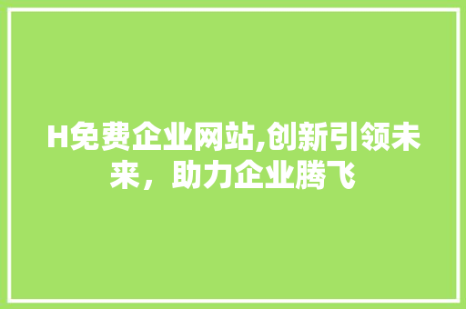 H免费企业网站,创新引领未来，助力企业腾飞