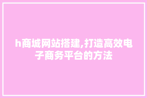 h商城网站搭建,打造高效电子商务平台的方法