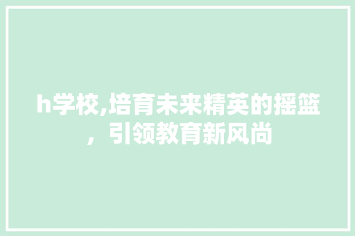 h学校,培育未来精英的摇篮，引领教育新风尚