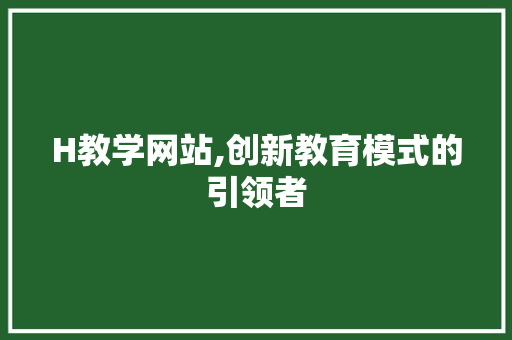 H教学网站,创新教育模式的引领者