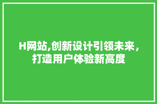 H网站,创新设计引领未来，打造用户体验新高度