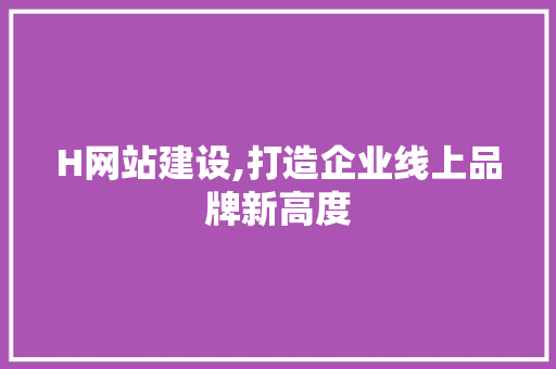 H网站建设,打造企业线上品牌新高度