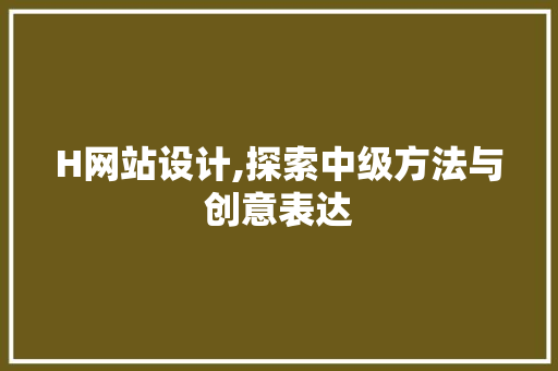 H网站设计,探索中级方法与创意表达