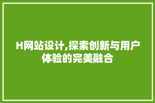 H网站设计,探索创新与用户体验的完美融合 H网站设计,探索创新与用户体验的完美融合 百度SEO