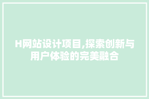 H网站设计项目,探索创新与用户体验的完美融合