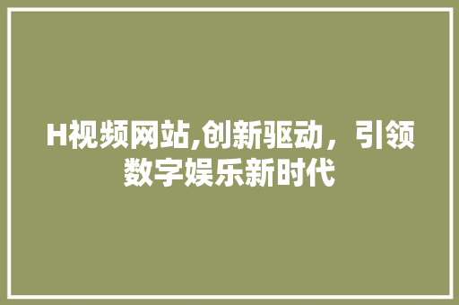 H视频网站,创新驱动，引领数字娱乐新时代