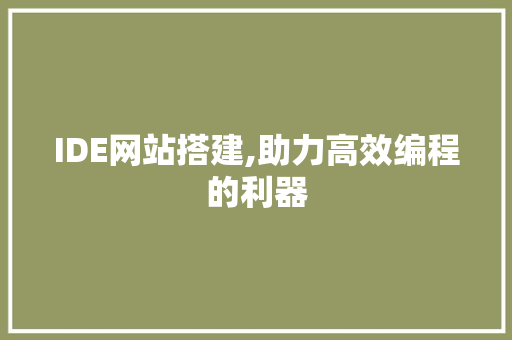 IDE网站搭建,助力高效编程的利器