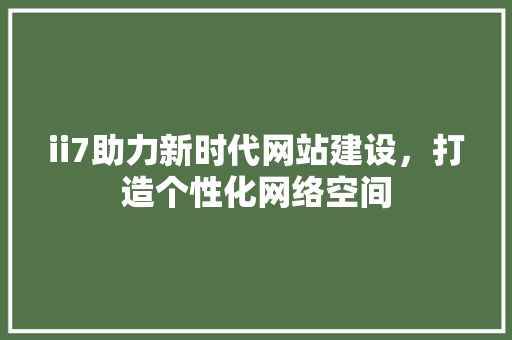 ii7助力新时代网站建设，打造个性化网络空间