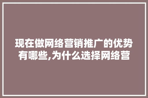 现在做网络营销推广的优势有哪些,为什么选择网络营销推广行业。 现在做网络营销推广的优势有哪些,为什么选择网络营销推广行业。 必应SEO