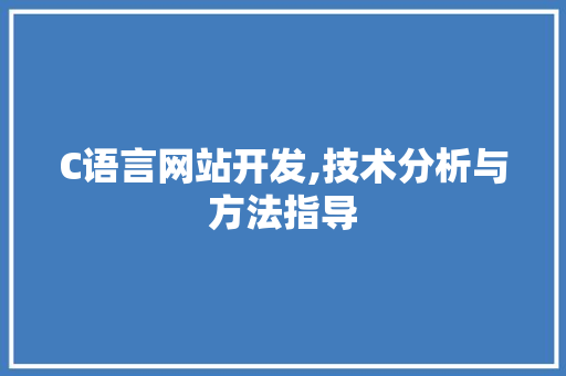 C语言网站开发,技术分析与方法指导