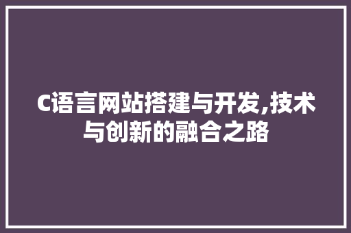 C语言网站搭建与开发,技术与创新的融合之路