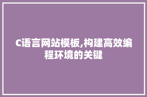 C语言网站模板,构建高效编程环境的关键