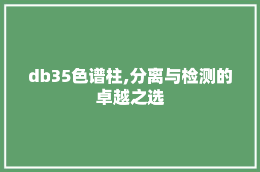 db35色谱柱,分离与检测的卓越之选