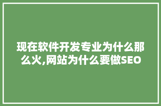 现在软件开发专业为什么那么火,网站为什么要做SEO。 现在软件开发专业为什么那么火,网站为什么要做SEO。 网站建设公司