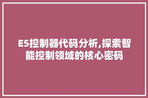 E5控制器代码分析,探索智能控制领域的核心密码