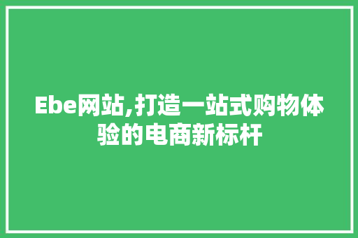 Ebe网站,打造一站式购物体验的电商新标杆