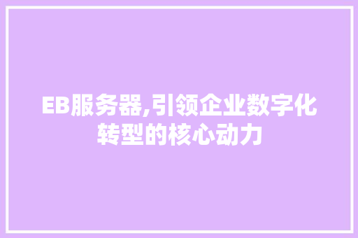 EB服务器,引领企业数字化转型的核心动力 EB服务器,引领企业数字化转型的核心动力 神马SEO