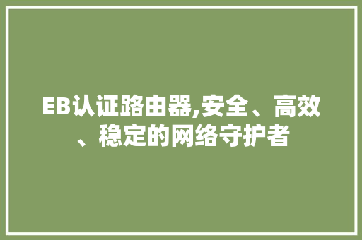 EB认证路由器,安全、高效、稳定的网络守护者