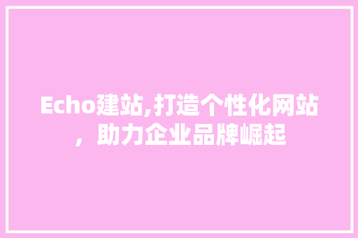 Echo建站,打造个性化网站，助力企业品牌崛起