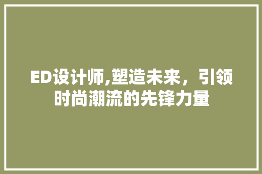 ED设计师,塑造未来，引领时尚潮流的先锋力量 ED设计师,塑造未来，引领时尚潮流的先锋力量 神马SEO
