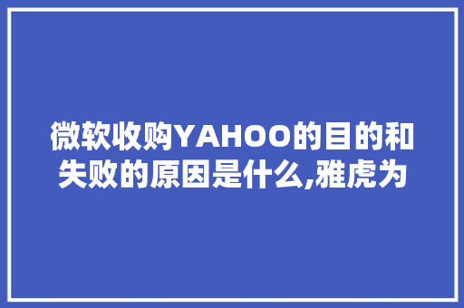 微软收购YAHOO的目的和失败的原因是什么,雅虎为什么败给谷歌。