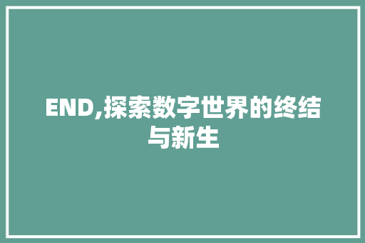 END,探索数字世界的终结与新生