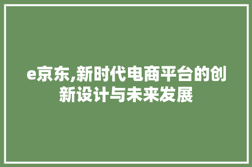 e京东,新时代电商平台的创新设计与未来发展