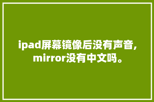 ipad屏幕镜像后没有声音,mirror没有中文吗。