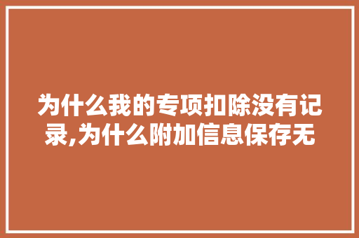 为什么我的专项扣除没有记录,为什么附加信息保存无效呢。