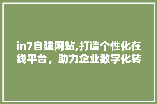 in7自建网站,打造个性化在线平台，助力企业数字化转型