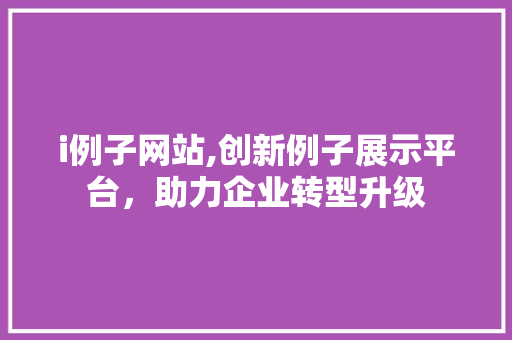 i例子网站,创新例子展示平台，助力企业转型升级
