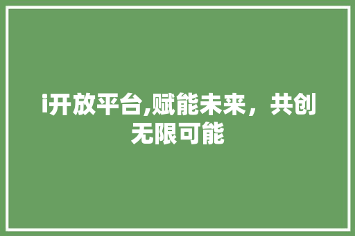 i开放平台,赋能未来，共创无限可能