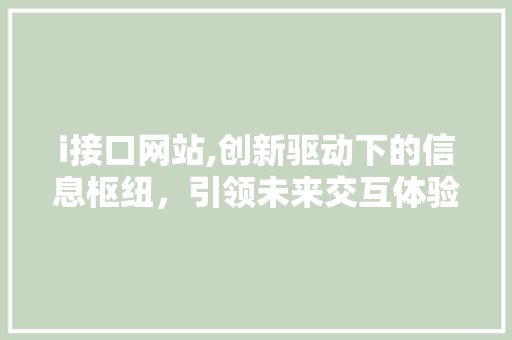 i接口网站,创新驱动下的信息枢纽，引领未来交互体验